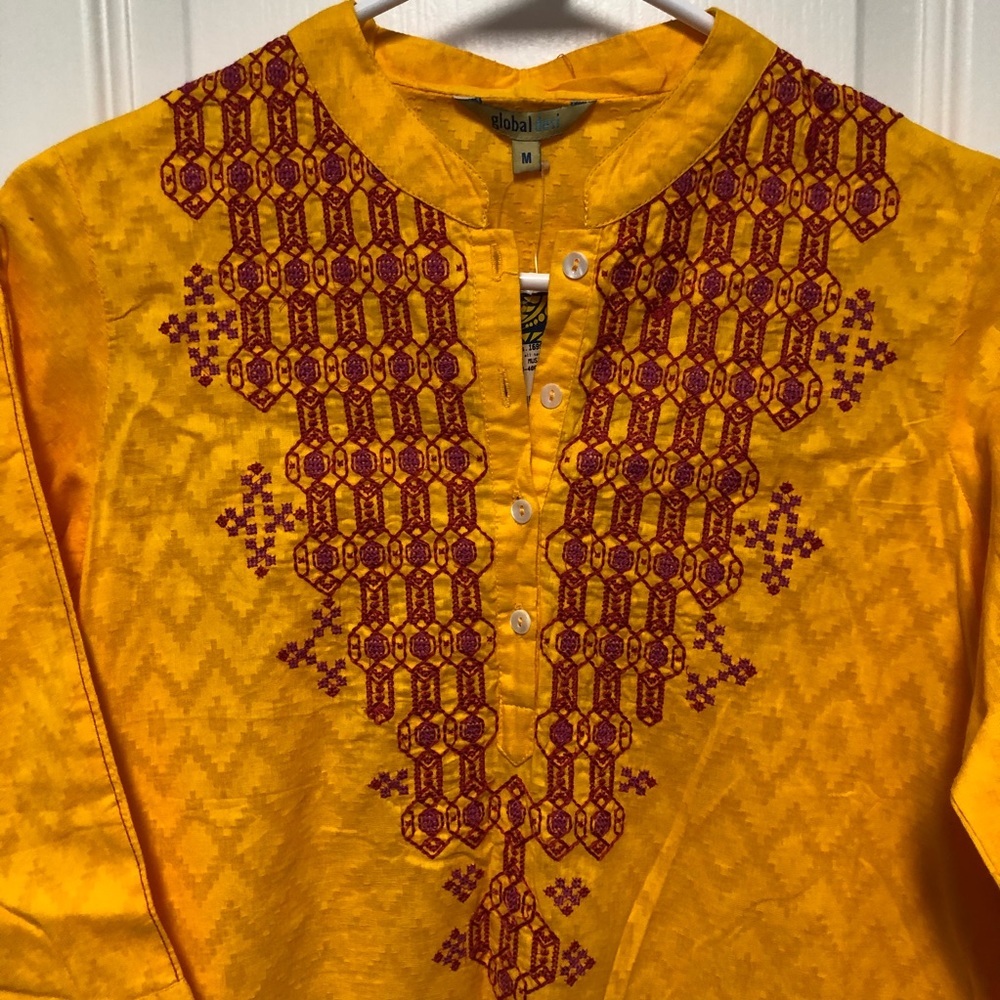🌿Indian Global Desi Mustard COTTON KURTI / Tunic - Picture 3 of 5